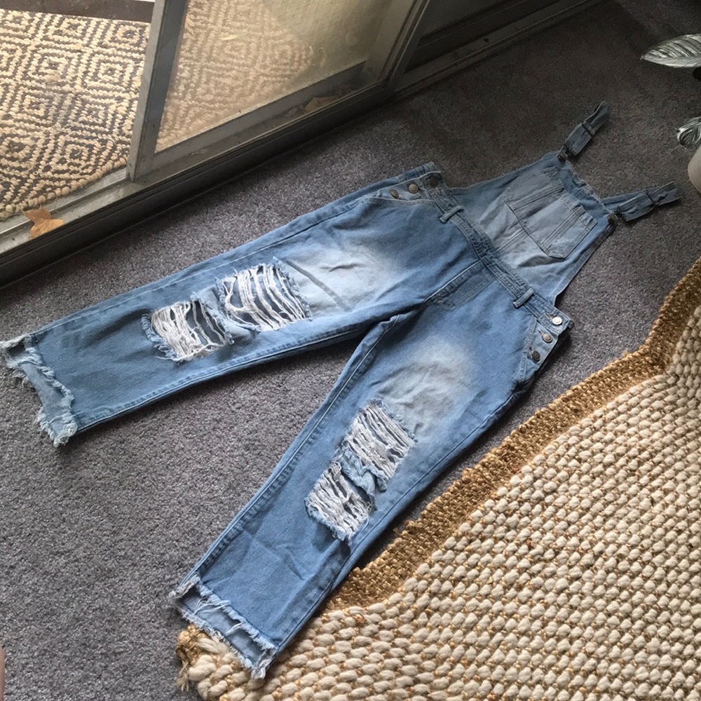 Light wash overalls